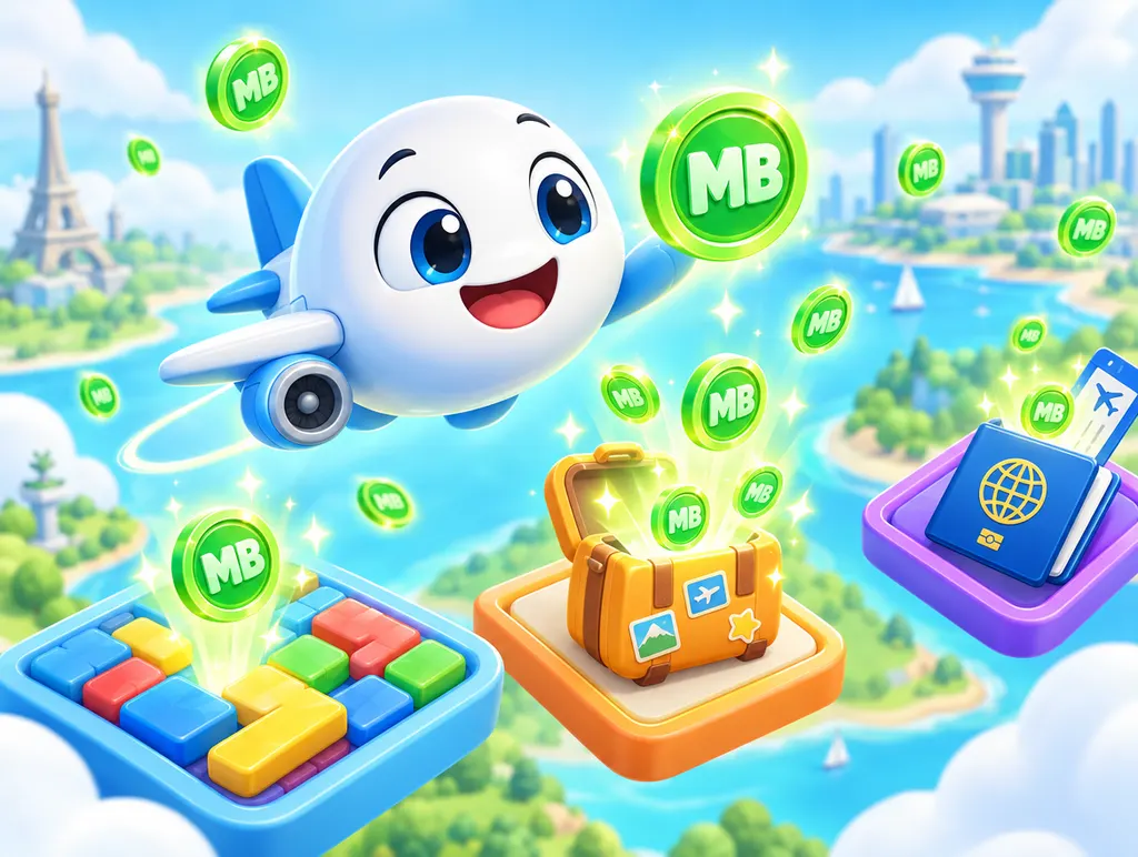 The plane mascot collecting MB coins from mini-games